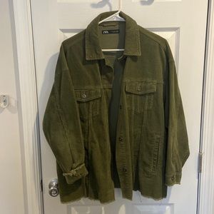 Zara - Oversized corduroy Green Shacket - Large